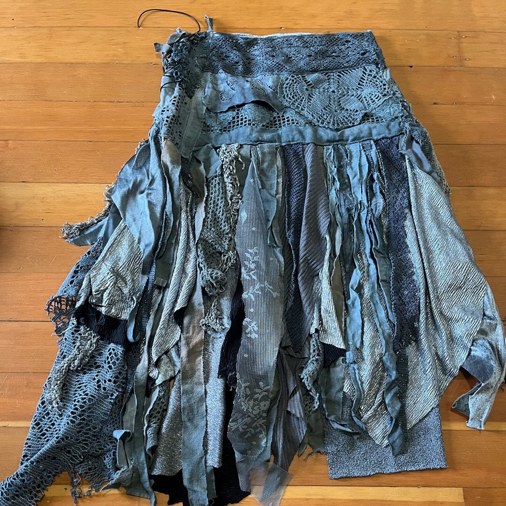 Raw Rags Mixed Fabric Handkerchief Skirt